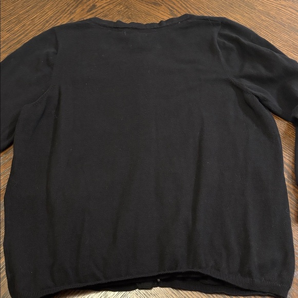 Anthro HWR Monogram Black Button Up Cardigan L - Picture 8 of 8